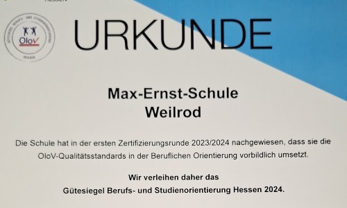 Max-Ernst-Schule erhält Gütesiegel ‚Berufs- und Studienorientierung‘